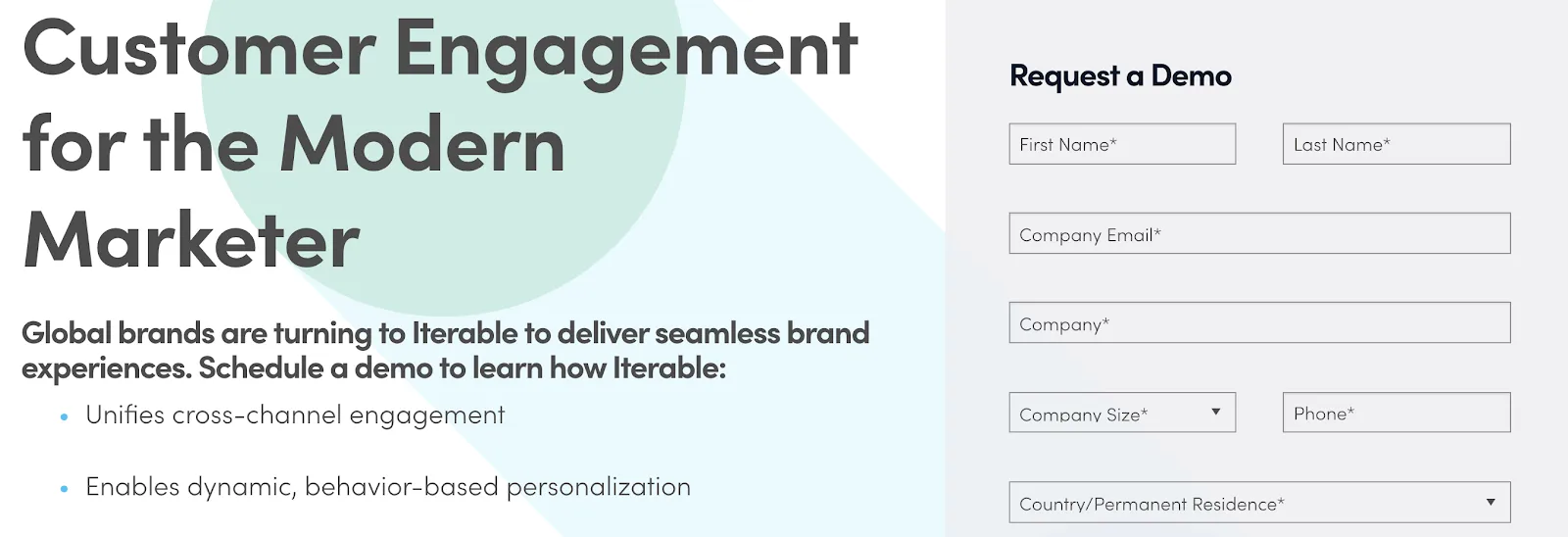 Iterable landing page without ActiveCampaign comparison