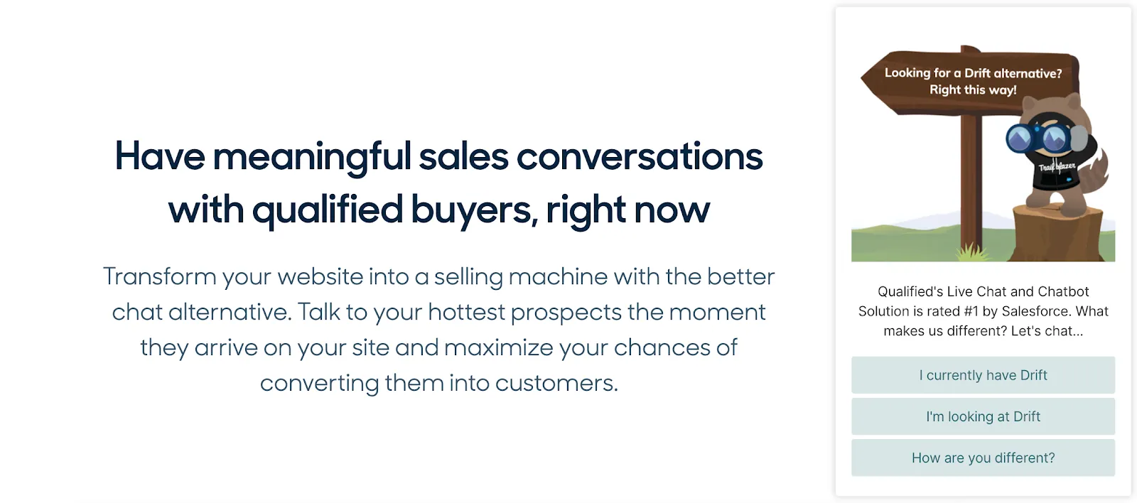 Qualified live chat on competitor landing page