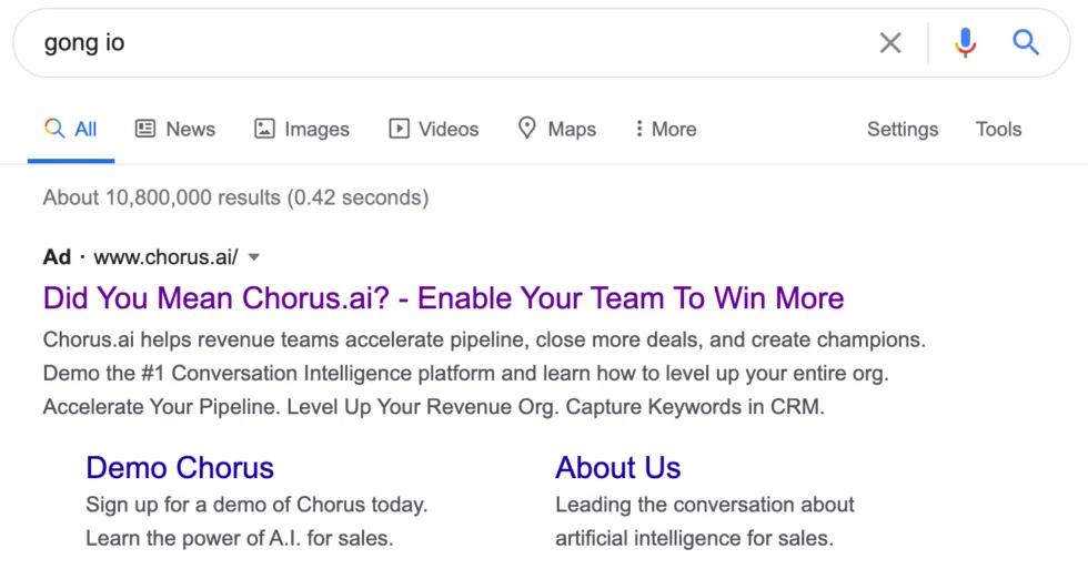 Chorus competitor ad against Gong